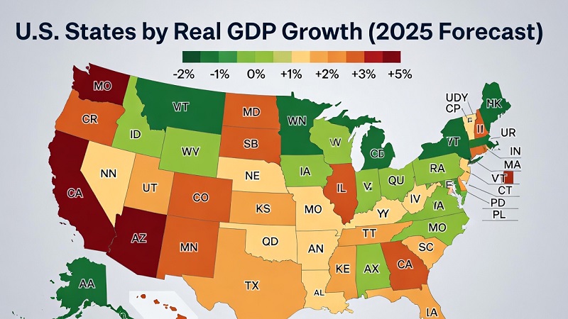 50 U.S. States by Real GDP Growth (%)