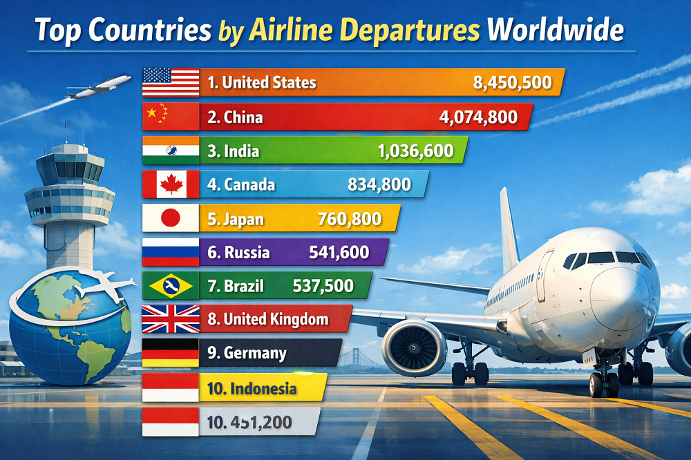 Top Countries by Airline Departures Worldwide