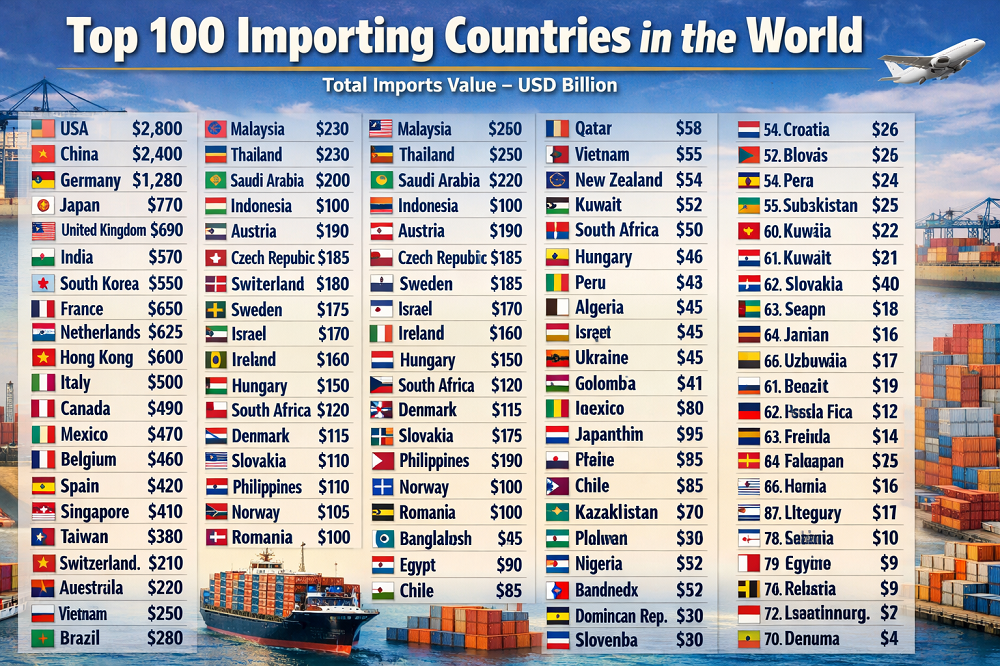 Top 100 Importing Countries in the World, 2025
