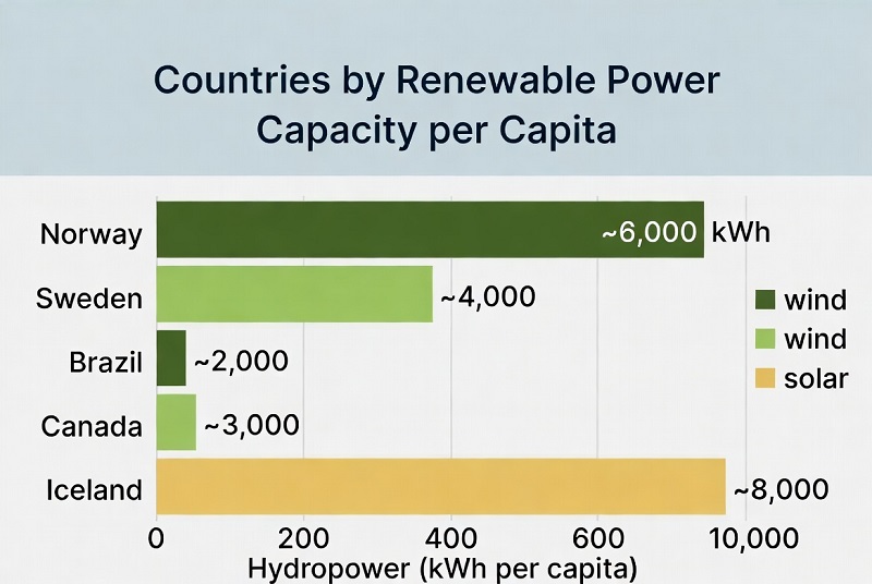 Top 100 Countries by Renewable Power Capacity per Capita in 2025