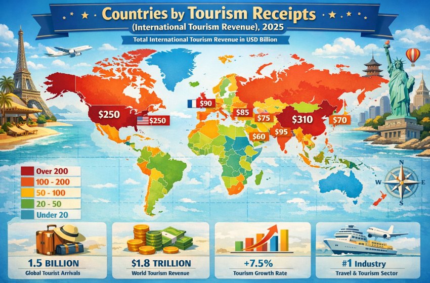  Top 25 Countries by Tourism Receipts (International Tourism Revenue), 2025