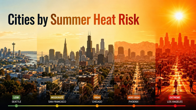 Top 100 Cities by Summer Heat Risk, 2026