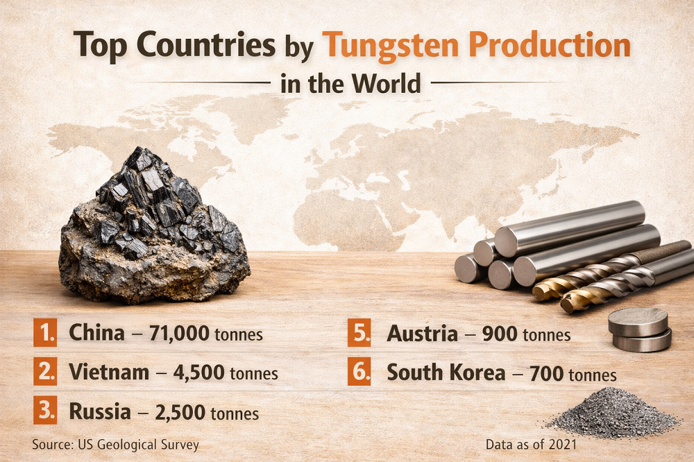 Top Countries by Tungsten Production in the World