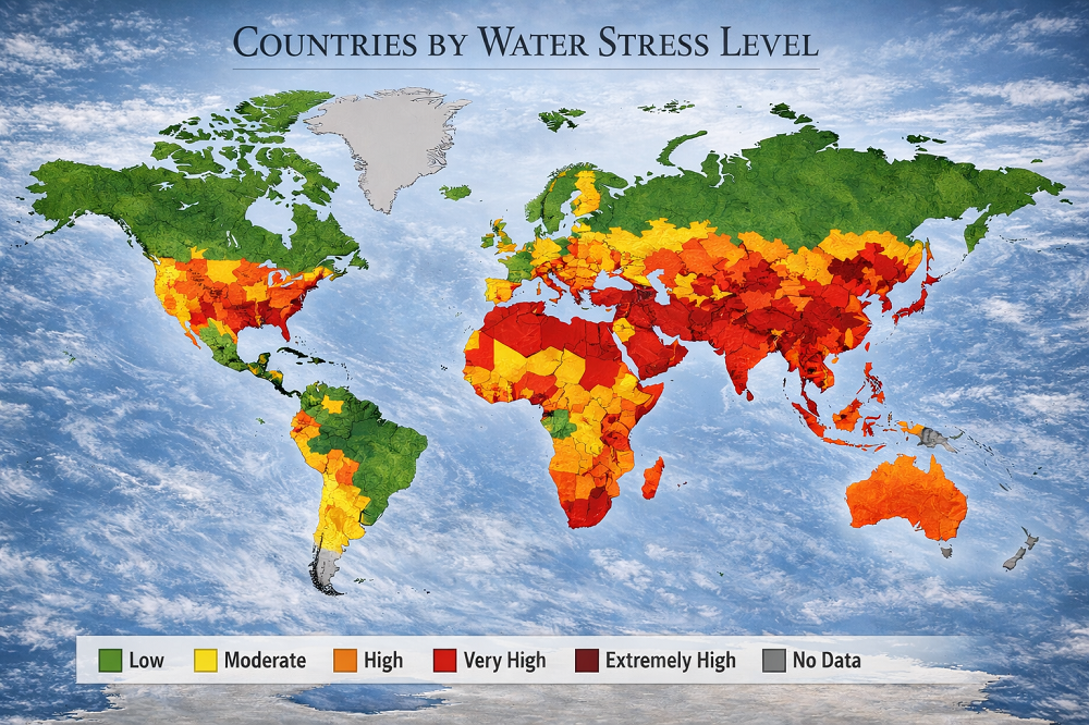 Top 100 Countries by Water Stress Level, 2025