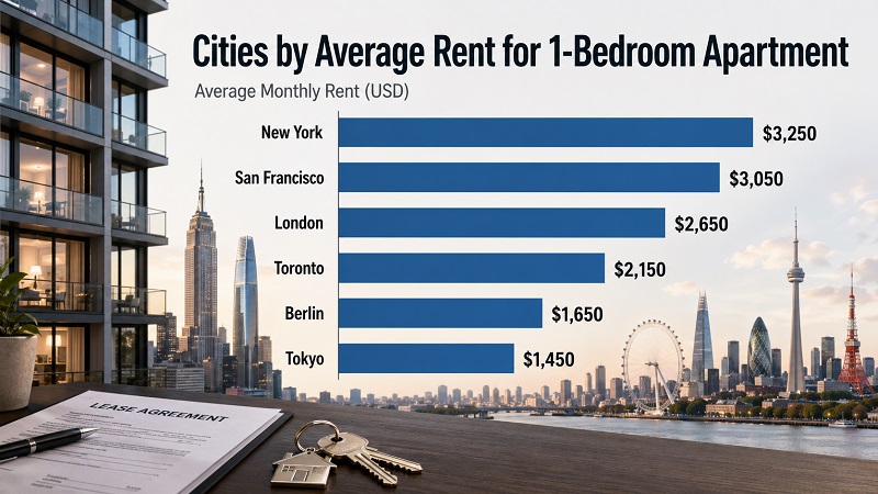 Top 100 Cities by Average Rent for 1-Bedroom Apartment, 2026
