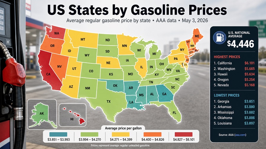 US States by Gasoline Prices