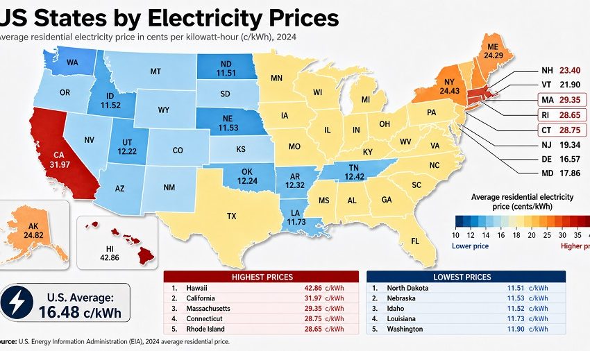 US States by Electricity Prices