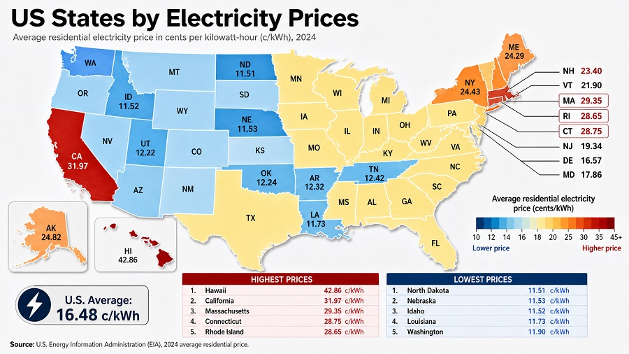 US States by Electricity Prices
