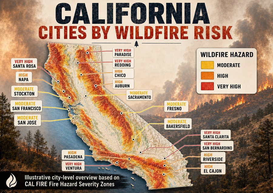 California Cities by Wildfire Risk
