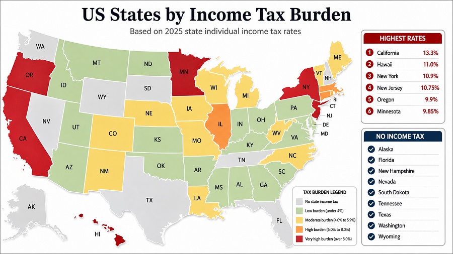 US States by Income Tax Burden