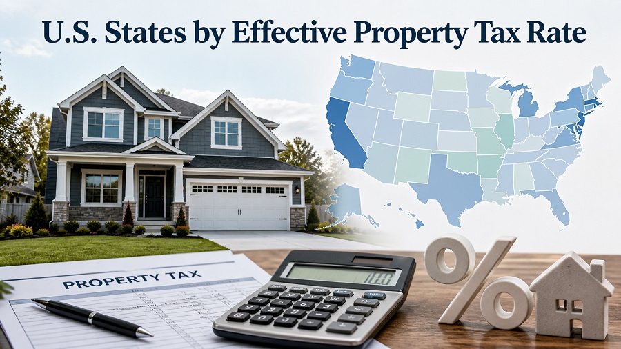 U.S. States by Effective Property Tax Rate Using
