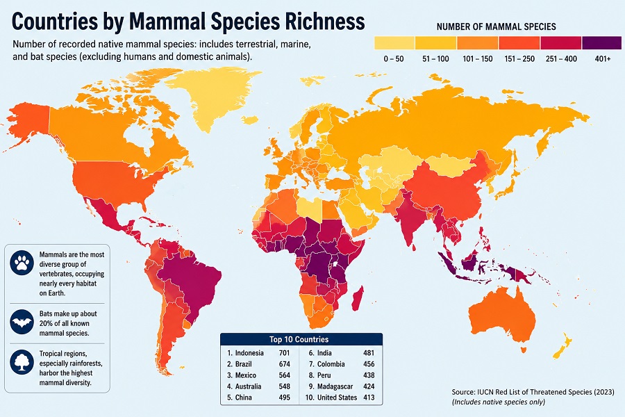 Countries by Mammal Species Richness,