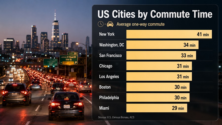 US Cities by Commute Time