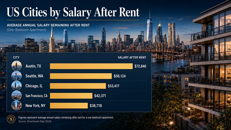 US Cities by Salary After Rent