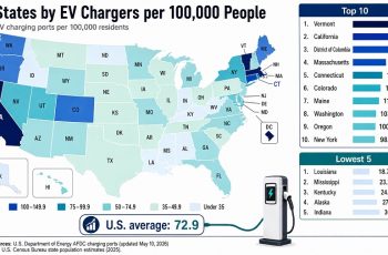 US States by EV Chargers per 100 000 People