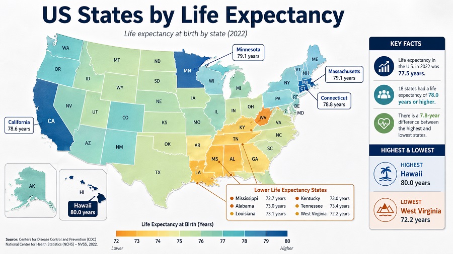US States by Life Expectancy