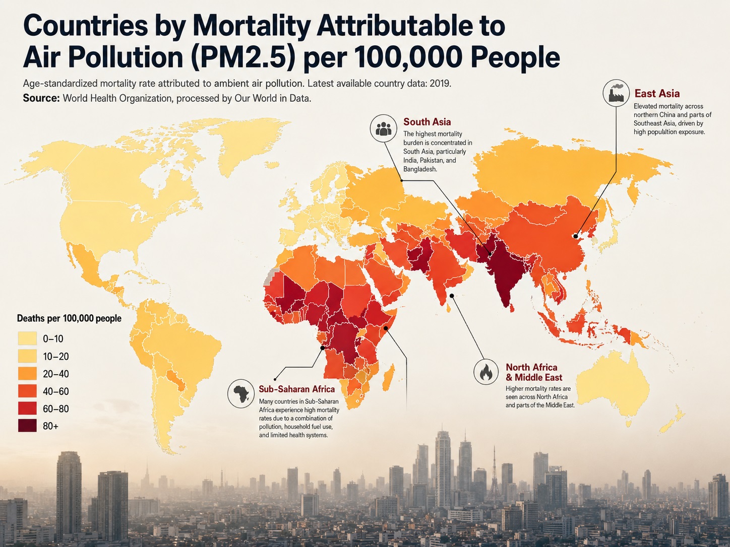 Top 100 Countries by Mortality Attributable to Air Pollution per 100,000 People: 2026 Snapshot