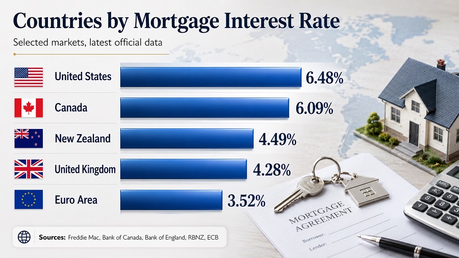 Countries by Mortgage Interest Rate, 2026