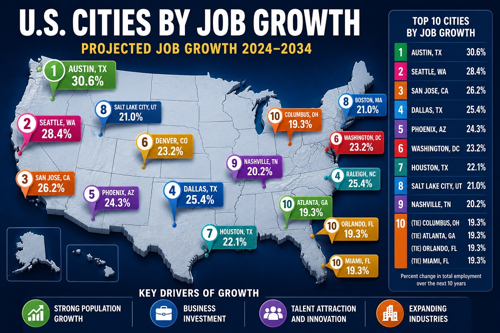 US Cities by Job Growth, 2026