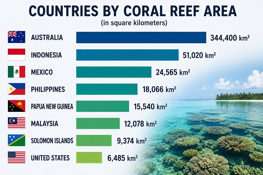 Countries Coral Reef Area