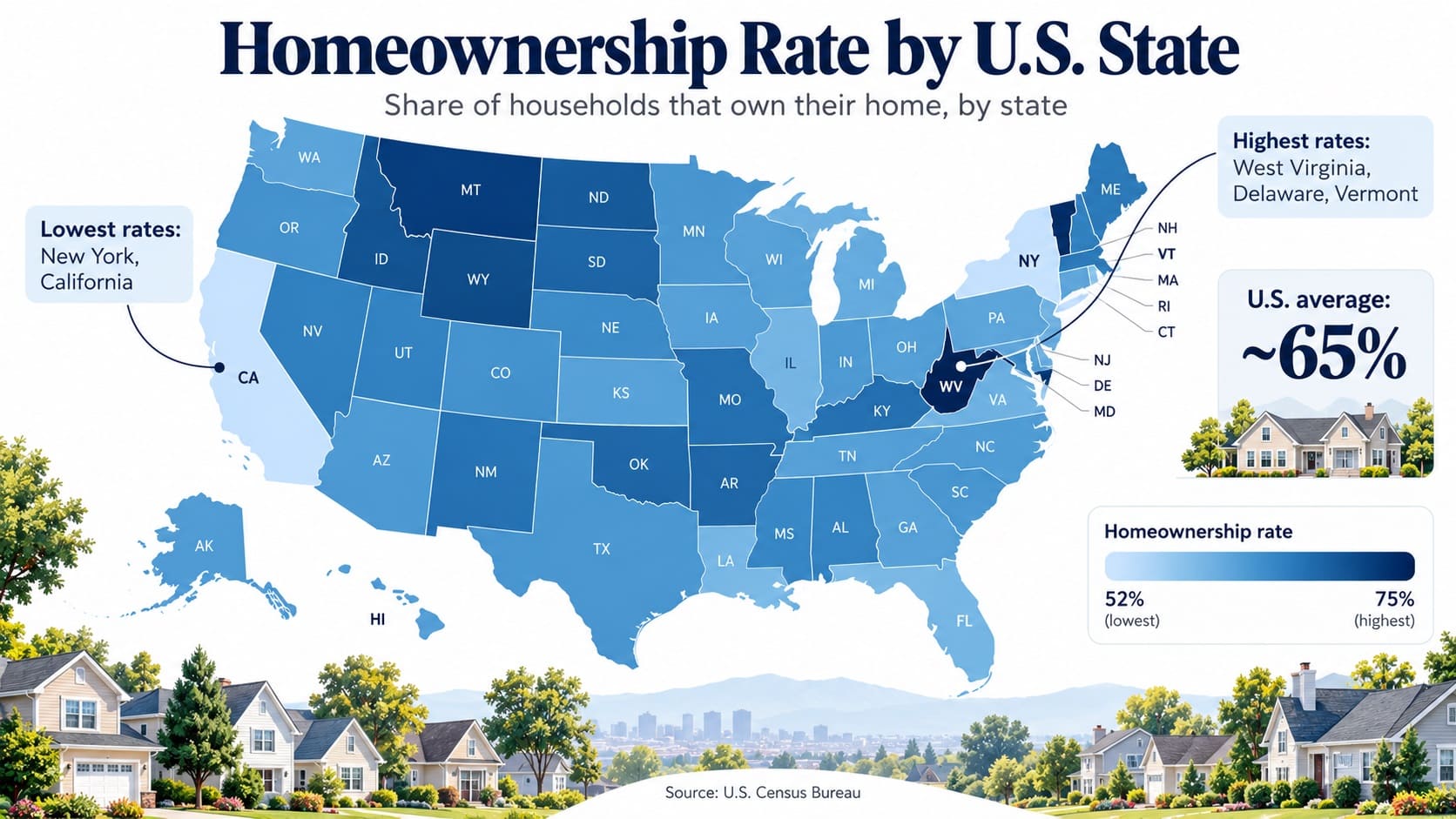 Homeownership Rate by U.S. State