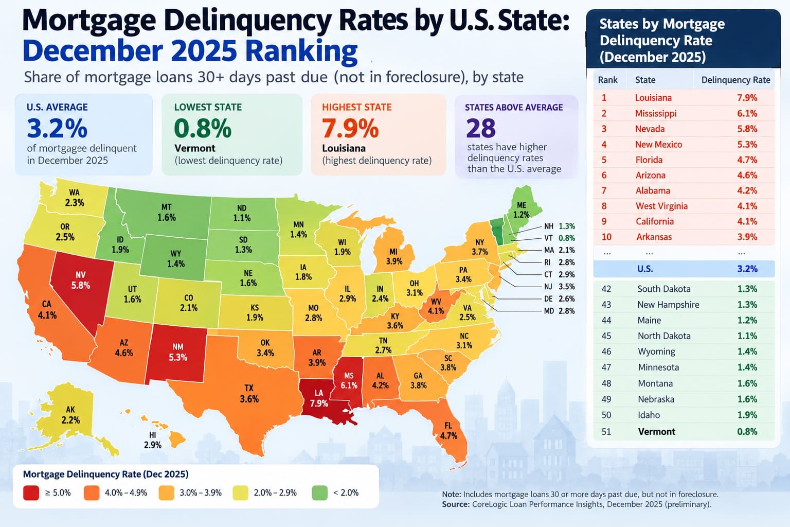 Mortgage Delinquency Rates by U.S. State